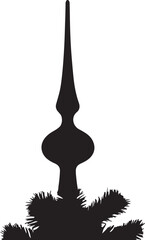 Christmas Decorative element Christmas tree topper in silhouette on white background