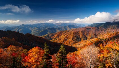 mountains in fall autumn landscape of great smoky mountains national park at north carolina tennessee border