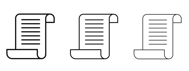 Paper Scroll icon linear style sign for mobile concept and web design.