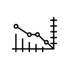 Line graph showing downward trend with data points axis markers chart