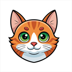 Cute Cat Face Vector Art Drawing