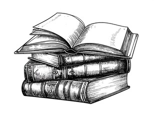 Stack of open books