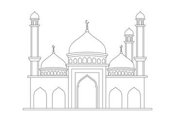 mosque masjid black outline stroke vector design