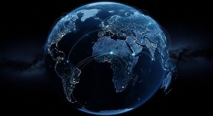 Global Network Connections Illuminating Earth at Night