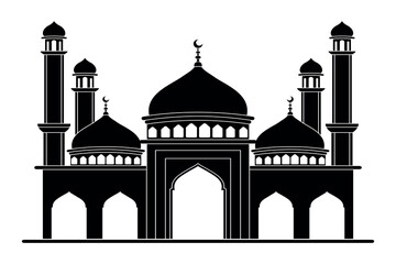 mosque masjid black silhouette vector design