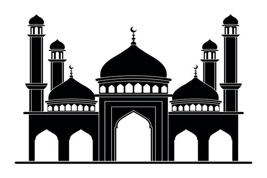 mosque masjid black silhouette vector design