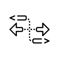 Outline arrows showing conversion path with dotted line connection direction process © Joy