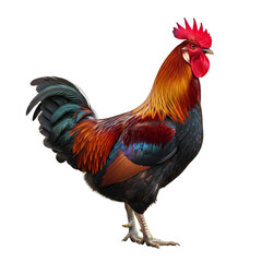 Fototapeta premium Proud rooster standing against black backdrop