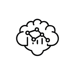 Outline icon a brain with network nodes graph analytics