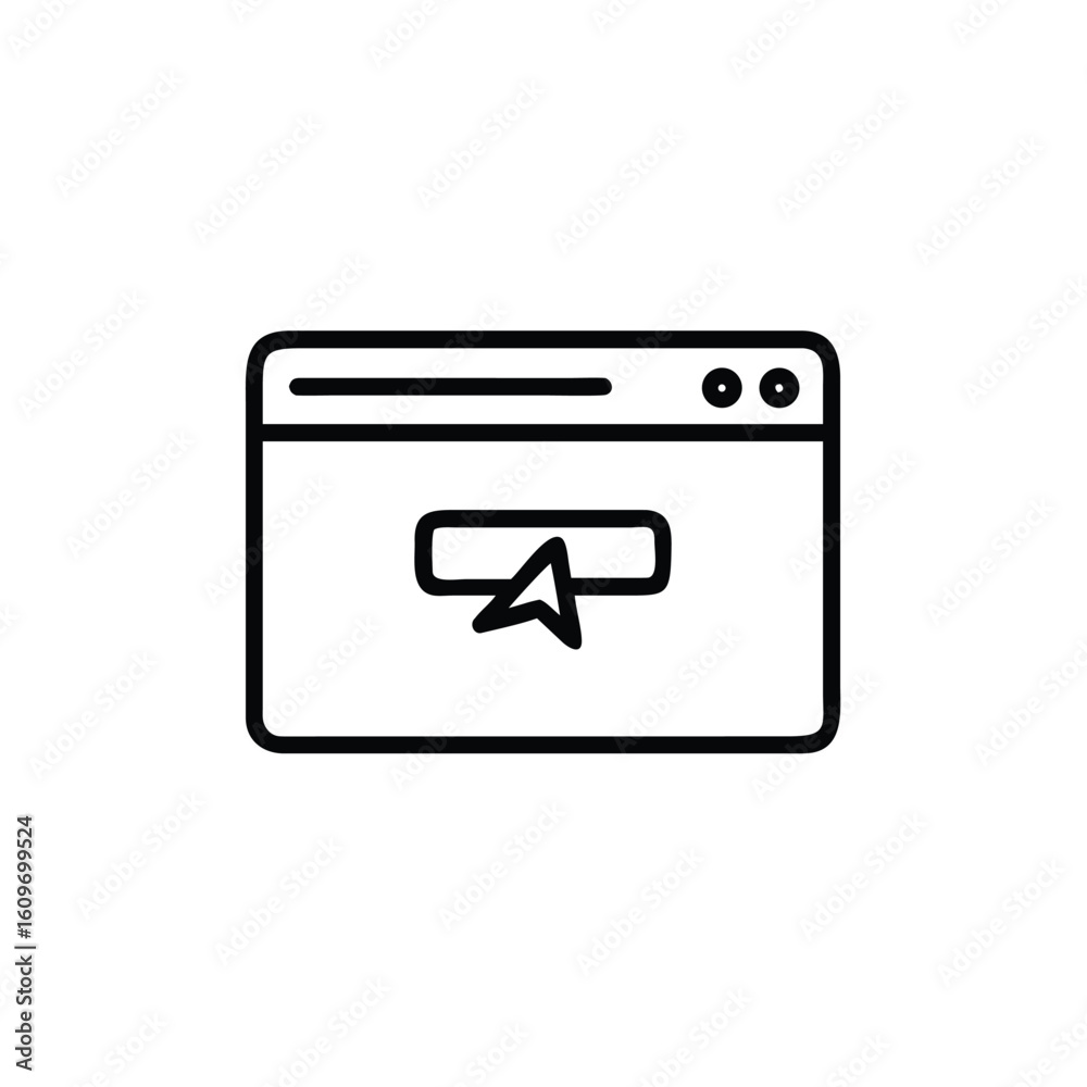 Poster Outline icon a browser window with a cursor vector