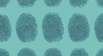 Pattern of dark blue fingerprints on a light blue textured background