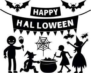 Halloween Party Icons and Elements Vector Illustration