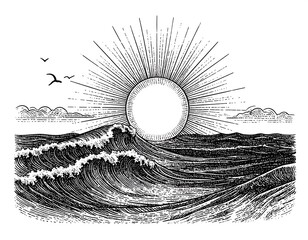 Ocean sunrise sketch