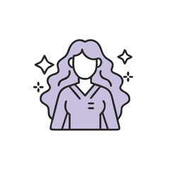 Young woman with long hair in casual outfit on a transparent background