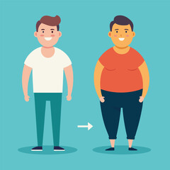 Fototapeta premium Weight Loss Transformation Before and After Illustration