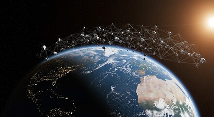 Global Satellite Network Orbiting Earth