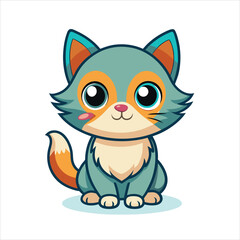 Adorable Cartoon Cat Vector Art