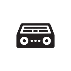 Fototapeta premium Black audio device with circular speakers and control buttons sound music