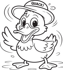 Naklejka premium Comical Duck Character Outline Vector