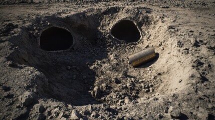 Crater Formation and Hollow Cavities on Arid Ground Exposed to Elements