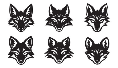 Fox Head Silhouette Icon Set
