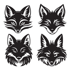 Fox Head Silhouette Icon Set