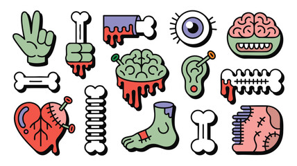 Zombie Body Parts Graphic Design Elements