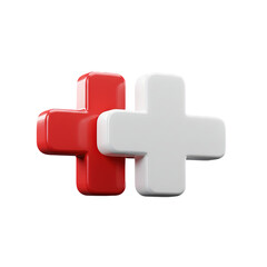 Fototapeta premium A 3d glossy first aid cross icon for health and safety concepts