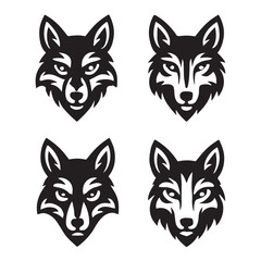 Fox Head Silhouette Icon Set