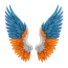 Obraz premium Two beautiful, symmetrical angel wings, isolated on a transparent background in PNG format.