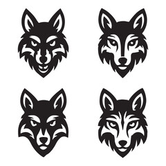 Fox Head Silhouette Icon Set