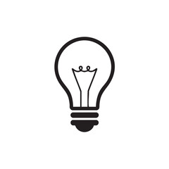 Obraz premium Black outline of a light bulb with filament electricity illumination