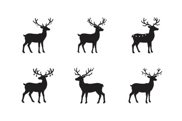 reindeer with holiday lights on antlers vector illustration