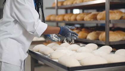 Baker preparing bread dough
