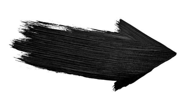 Hand-drawn arrow, made of black strokes, isolated on a transparent background in PNG format. - Powered by Adobe