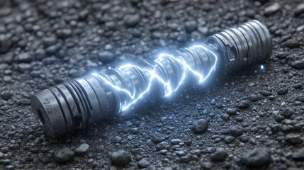 Metallic Cylinder Surrounded by Electric Energy on Rocky Surface