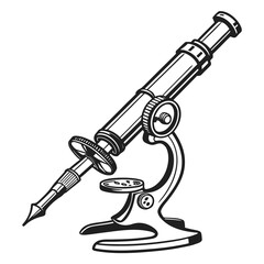 Vintage Microscope Illustration A Glimpse into Scientific Exploration and Discovery A Classic Symbol of Laboratory Research and Microscopic Analysis