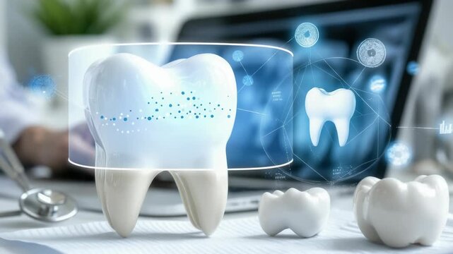 Dental innovation method: diagnostic scan, laser equipment, procedure step, gum mapping, interactive display, record sharing, face image, comfort tool, access system, hygiene process, visual reference