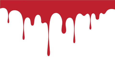 Red Blood Dripping Down Isolated on White Background
