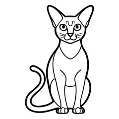 Stylized line drawing of an oriental shorthair cat sitting