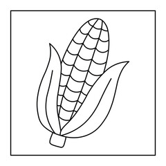 Corn on the Cob Coloring Page – Simple Harvest Vegetable for Kids