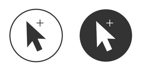 Cursor plus icon symbol sign in solid style.