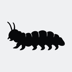 Silhouette caterpillar crawling insect worm larvae pest vector illustration