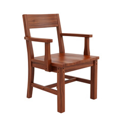 Wooden chair with armrests on black background