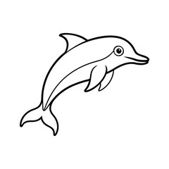 Obraz premium A dolphin line art silhouette vector illustration on white background