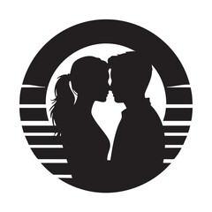Couple embracing at sunset silhouette embrace love