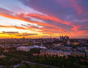 Obraz premium City skyline at vibrant sunset