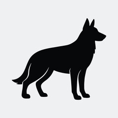 Silhouette German Shepherd dog standing side view vector illustration