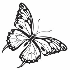 Black and white butterfly vector illustration with a floral pattern design element
