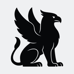 Silhouette griffin mythical creature logo emblem majestic vector illustration